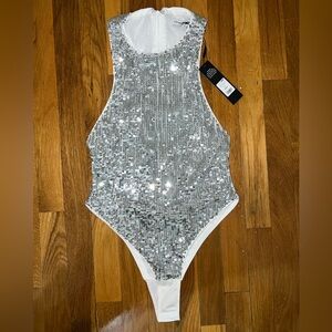 Silver Sequin Bodysuit
